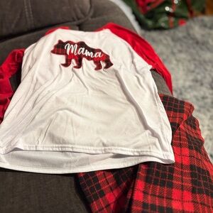 Red and White Mama Bear Pajama Set